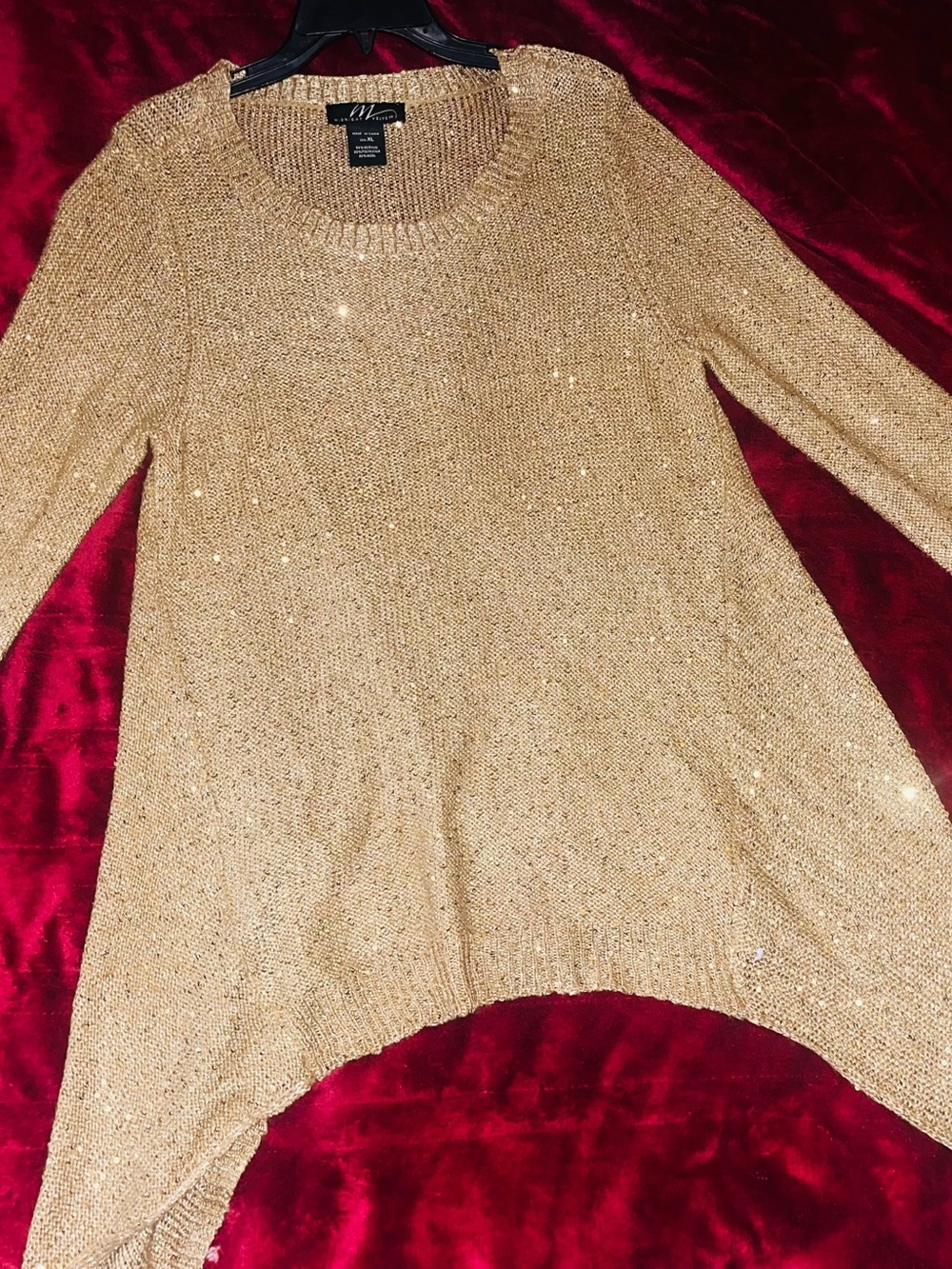 Midnight Velvet Gold Metallic Scoop Neck Sweater